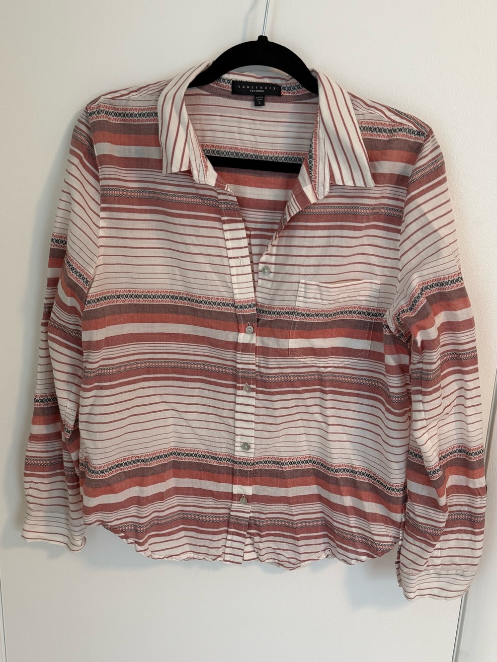 Sanctuary Rust and White Striped Button-Down Shirt